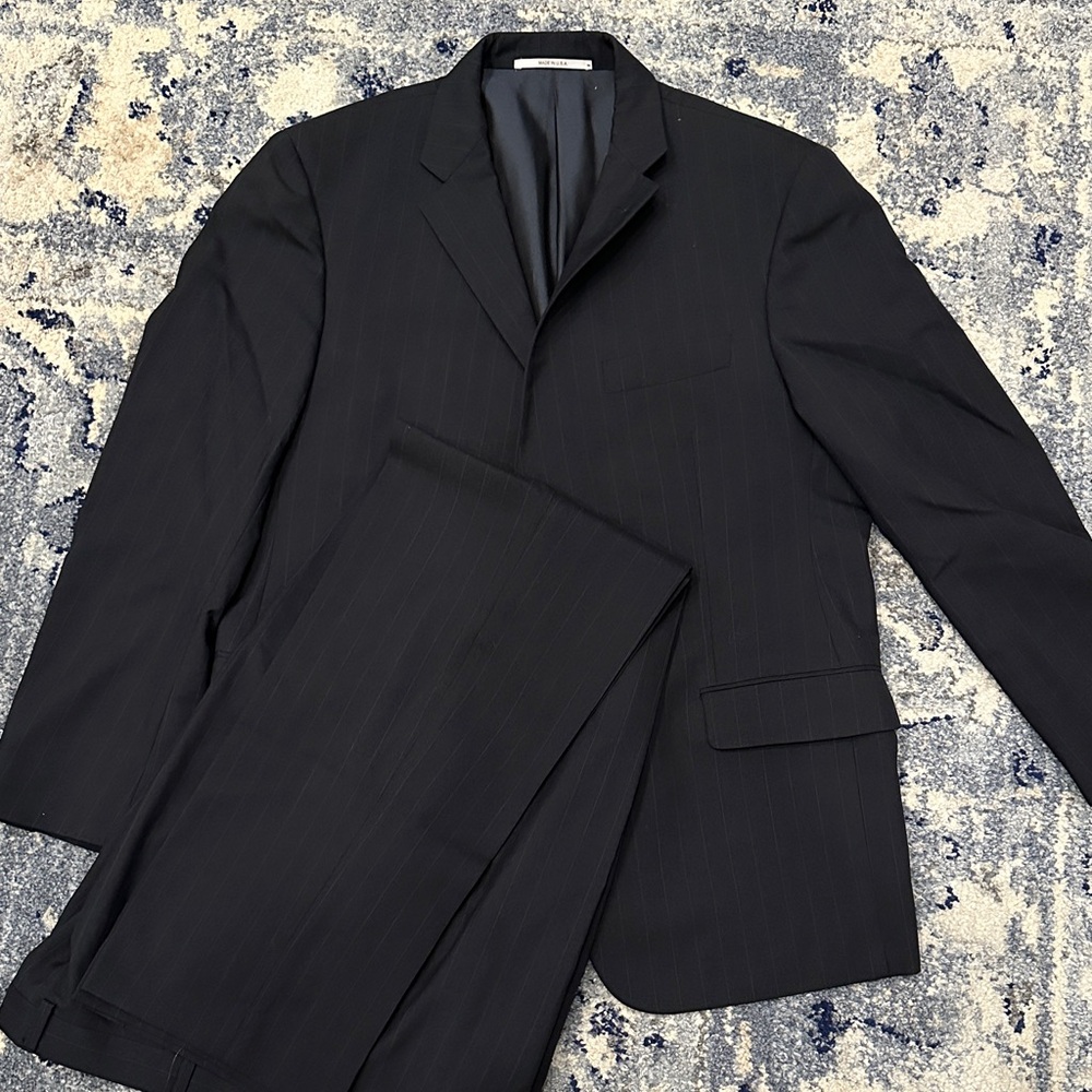 Hickey Freeman Navy Chalkstripe Suit
